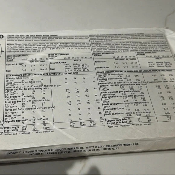 Simplicity Minnie Mouse Costume pattern - Picture 2 of 2